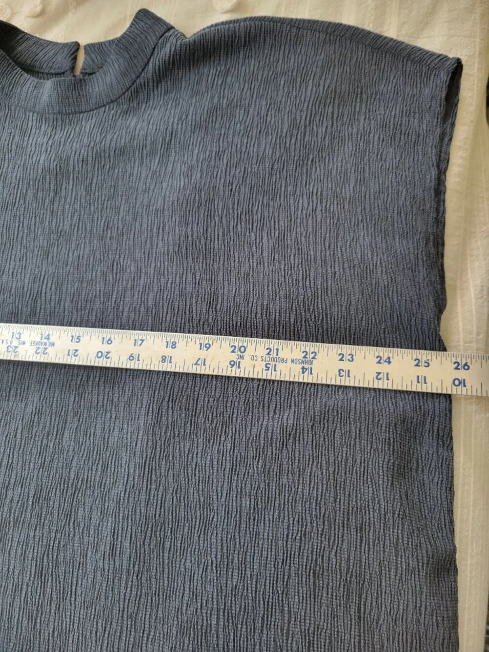 Eileen Fisher Crinkle Crepe Wide Leg Pant + Top Set Slate Blue Lagenlook Sz L - Picture 7 of 11